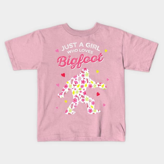 Girl who Loves Bigfoot Kids T-Shirt by The Convergence Enigma